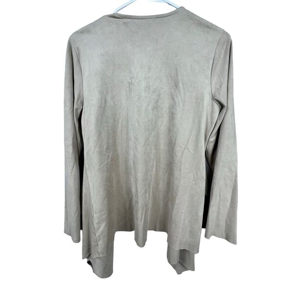 Soft Surroundings Beige Tan Faux Suede Open Drape Blazer Jacket Medium - Picture 8 of 10